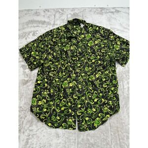 Vintage Versace Classic V2‎ Shirt Men's Size XL Black Green 100% Silk Italy EUC